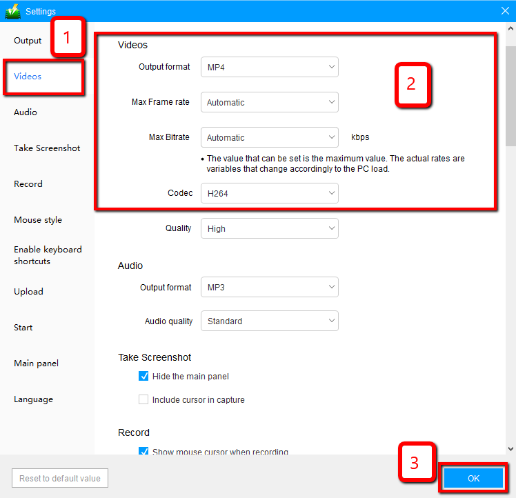 Best Screen Capture Software, VideoPower GREEN, video settings