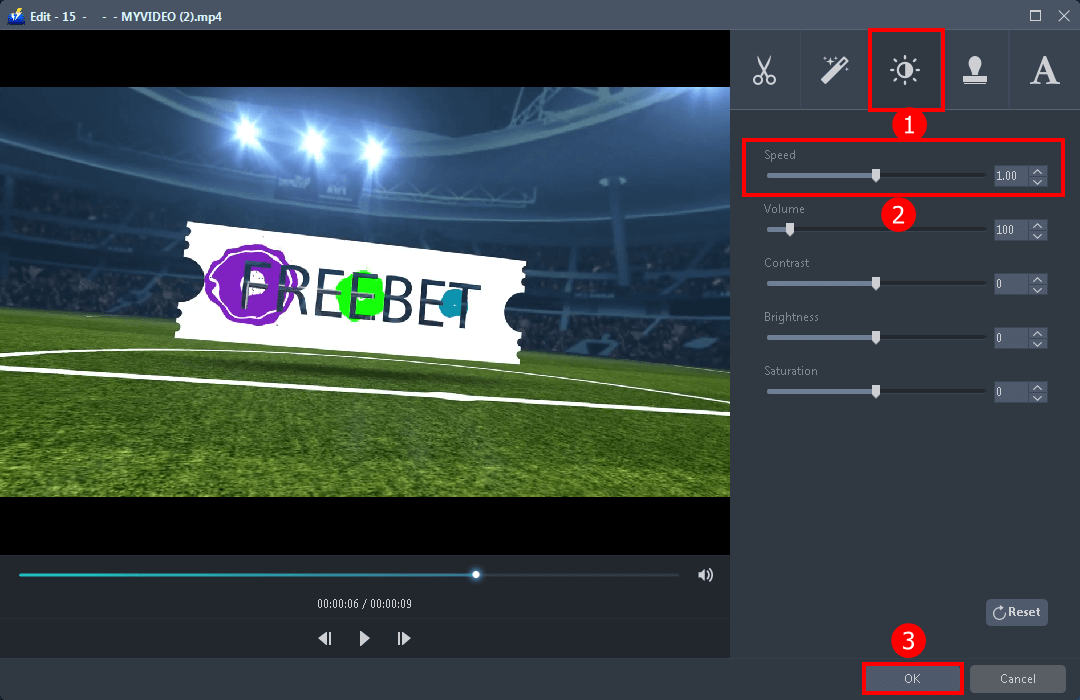 edit video, play video in slow motion windows 10, adjust the speed