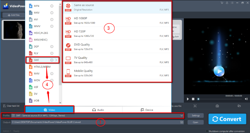 Convert to SWF, convert video to SWF, convert video file