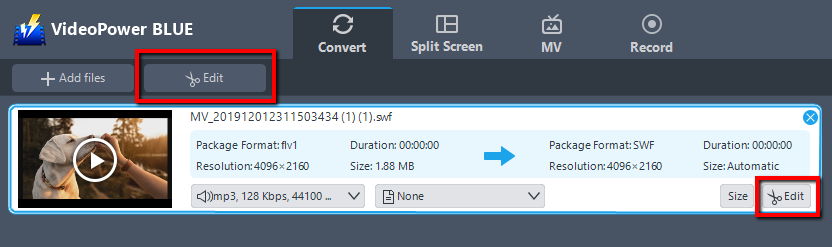 Best Converter Software, VideoPower BLUE, Edit files