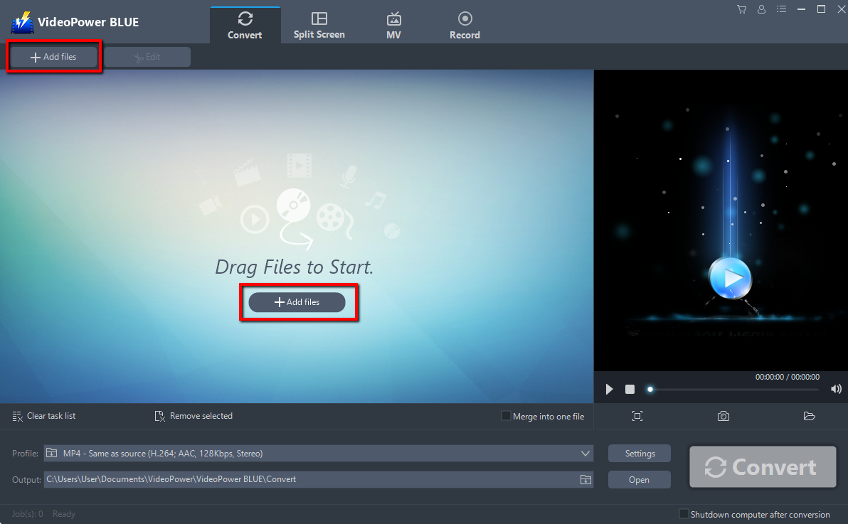 Convert to wmp, convert video to media player, add video file