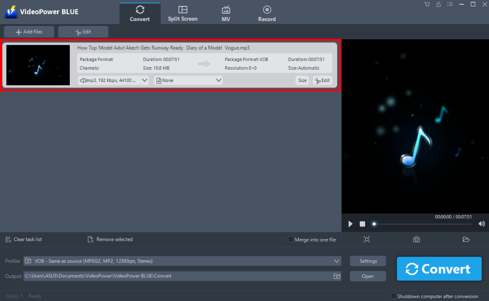 file is display on the list