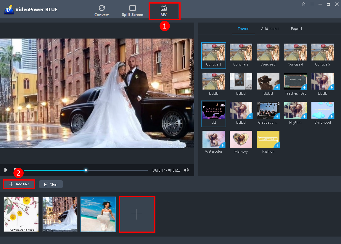 edit video, wedding invitation video maker, add files