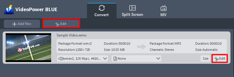 Convert the video, convert WMV to MP4 windows 10, edit the file